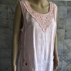 Linen Pastel Embroidered sleeveless dress